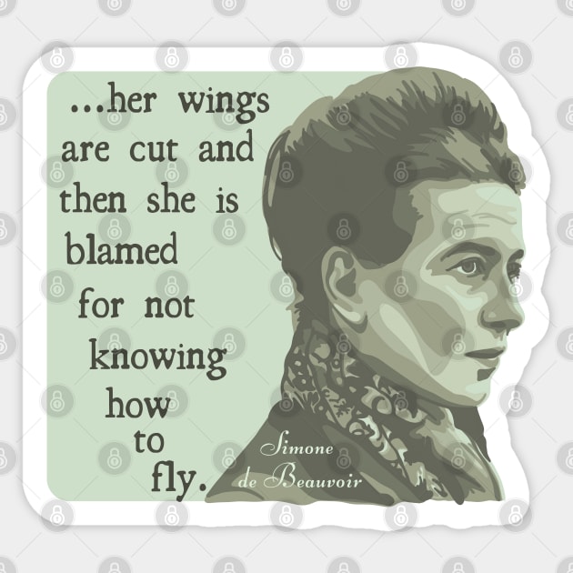 Simone de Beauvoir Portrait and Quote Sticker by Slightly Unhinged